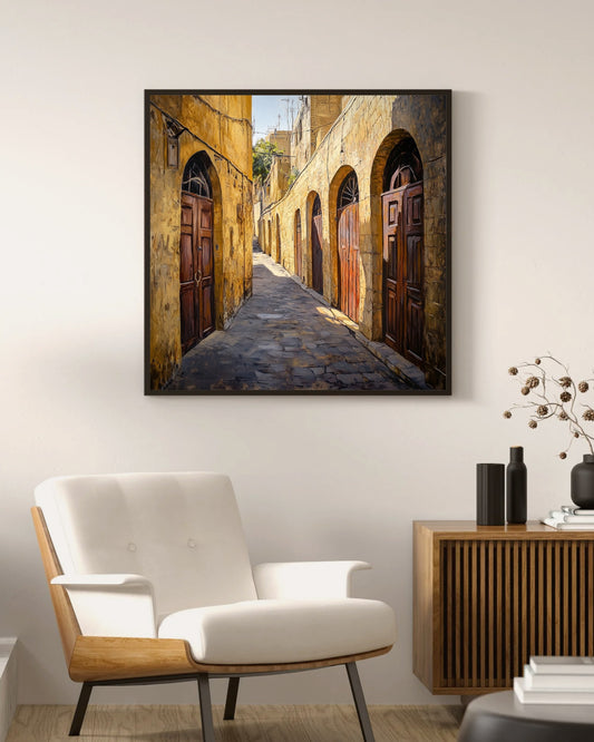 Sunlit Alley of Old Jordan - Jeedar Art Gallery