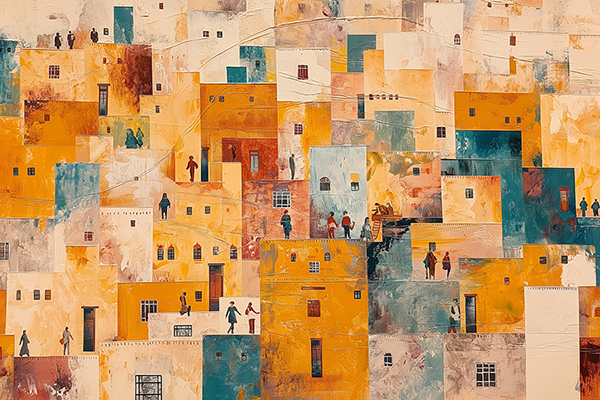 Village Life in Layers - Jeedar Art Gallery