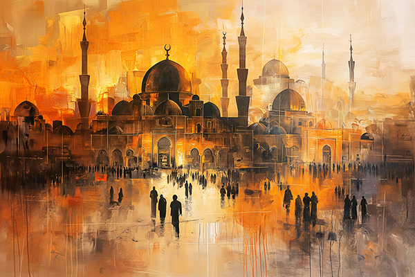 Golden Mosque Silhouette - Jeedar Art Gallery