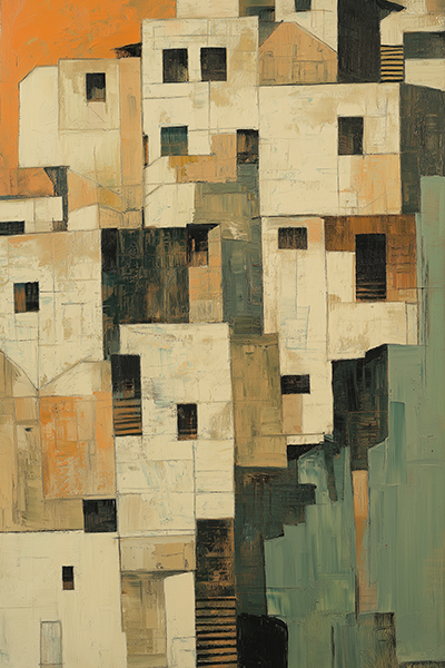 Abstract Urban Hillside - Jeedar Art Gallery