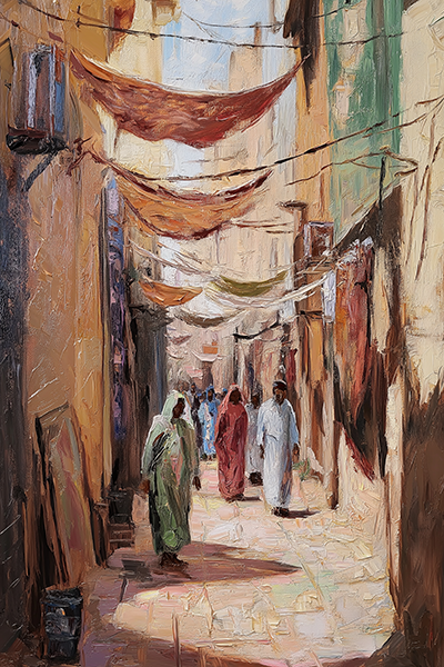 Sunlit Alley with Drapes - Jeedar Art Gallery