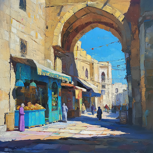 Bustling Market Street - Jeedar Art Gallery