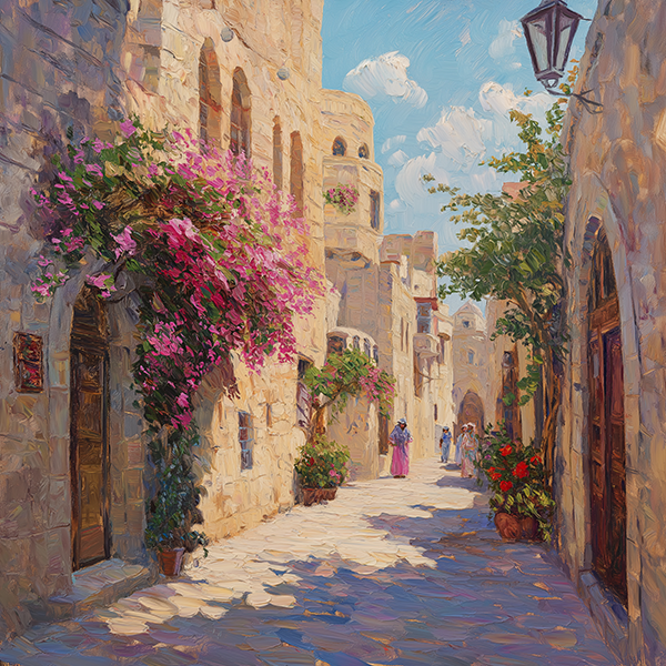 Sunlit Alley in an Ancient Town - Jeedar Art Gallery