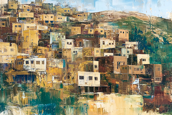 Clustered Hillside Homes - Jeedar Art Gallery