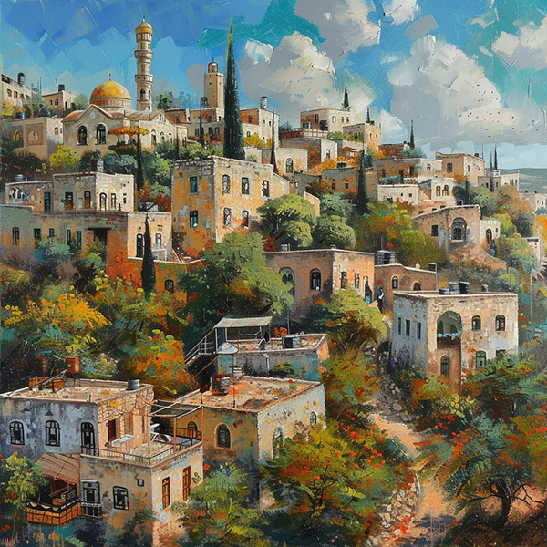 Hillside Village Harmony - Jeedar Art Gallery