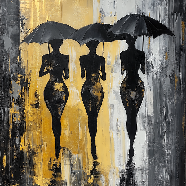 Umbrella Trio in Abstract Style