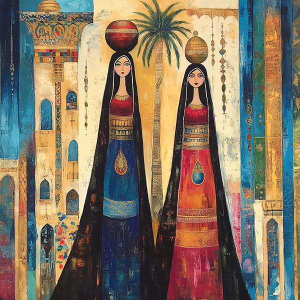 Iraqi Women in Traditional Dress - Jeedar Art Gallery