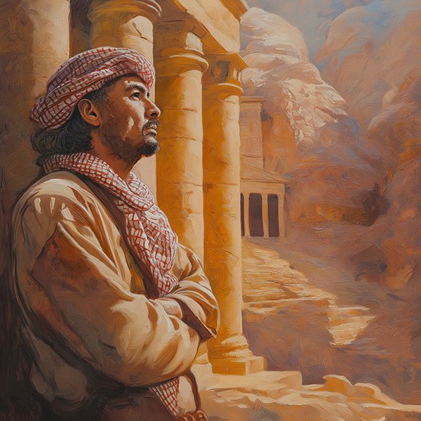 Contemplation at Petra - Jeedar Art Gallery