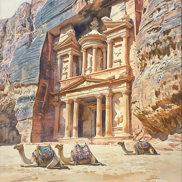 Resting Camels at Petra - Jeedar Art Gallery