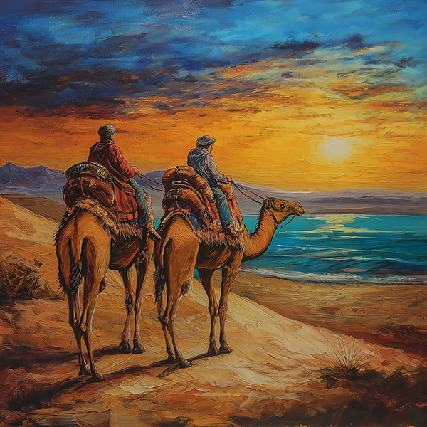 Camels at Sunset - Jeedar Art Gallery