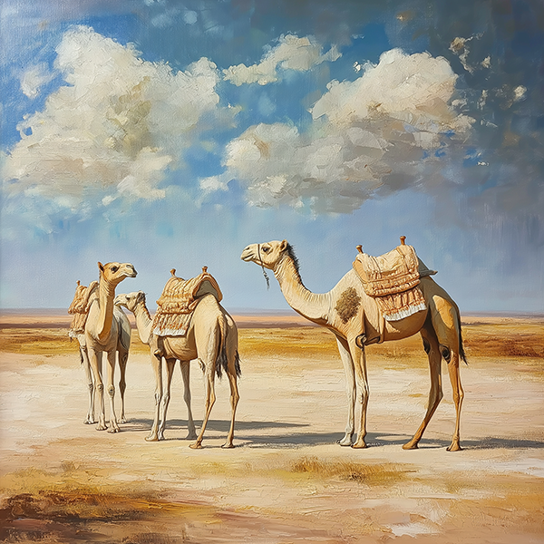 Desert Camels at Rest - Jeedar Art Gallery