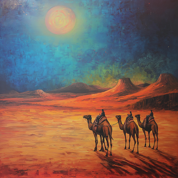 Journey Under the Desert Sun - Jeedar Art Gallery