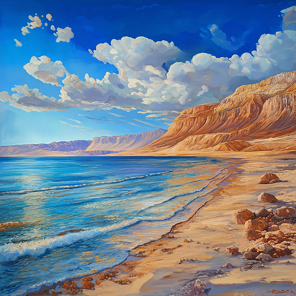 Golden Shores of the Dead Sea - Jeedar Art Gallery