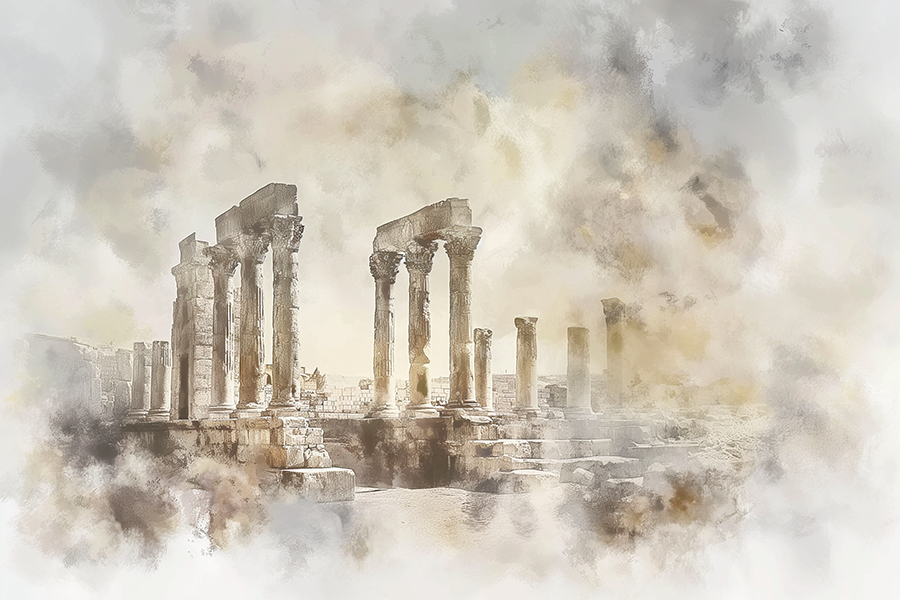 Ruins in the Mist - Jeedar Art Gallery