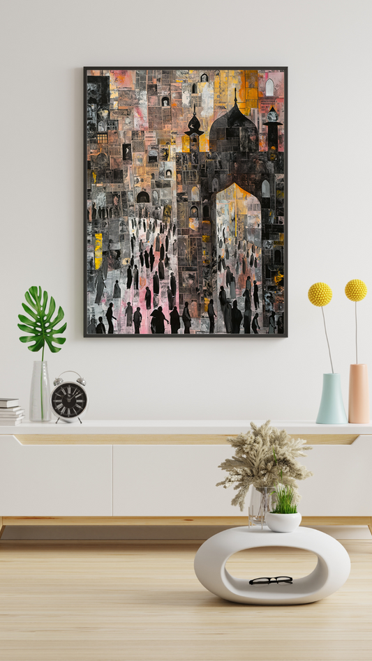 Abstract Cityscape in Pink and Orange - Jeedar Art Gallery