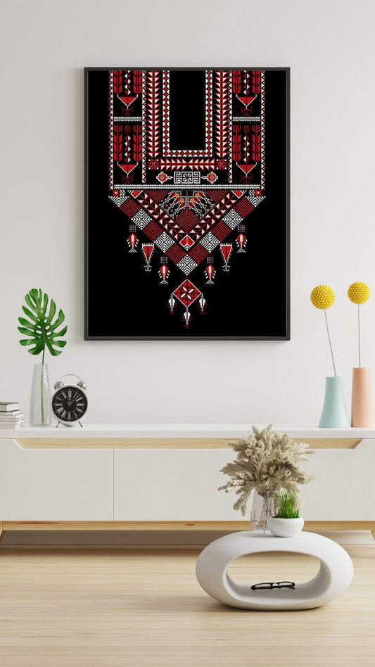 Red and Black Tribal Textile