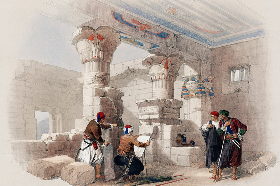 Explorers in an Egyptian Temple