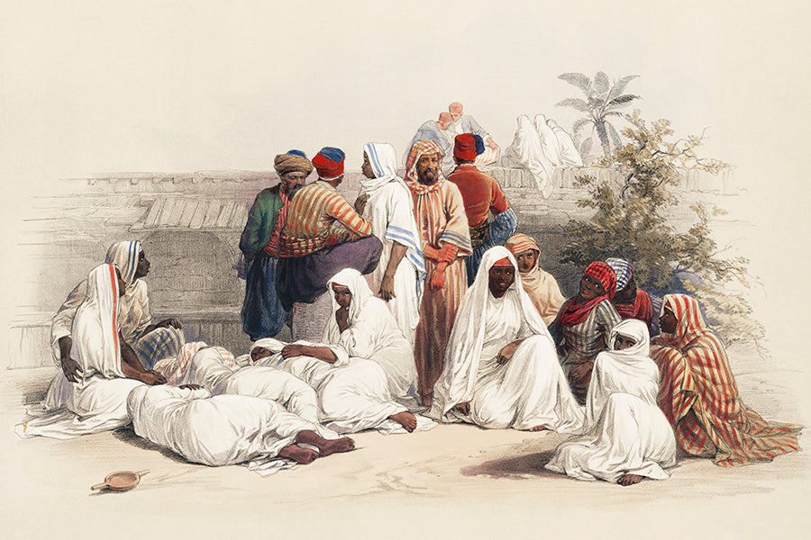 Resting Figures in Traditional Attire