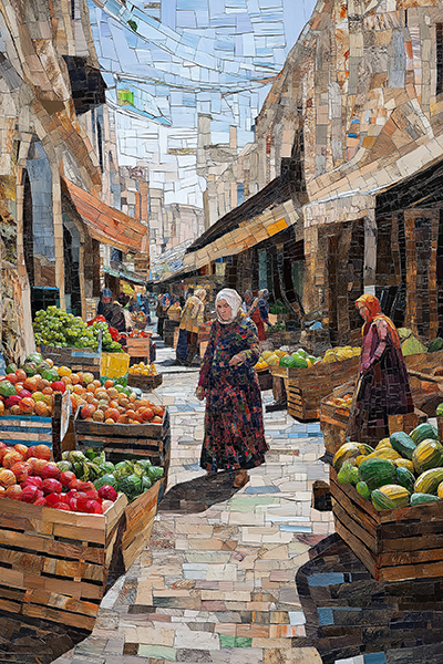 Market Day in the Old City - Jeedar Art Gallery