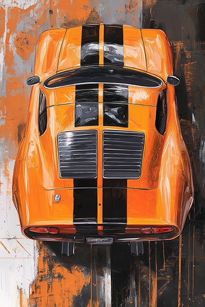 Retro Power - Classic Orange Supercar - Jeedar Art Gallery